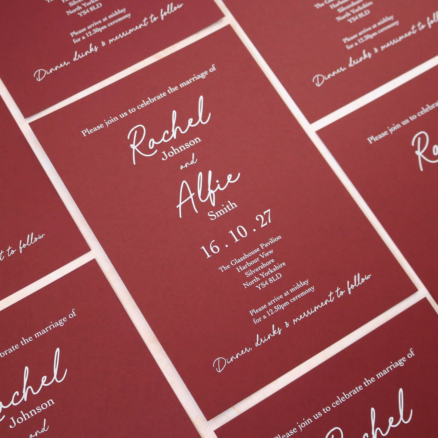 Burgundy Red A5 Wedding Invitation