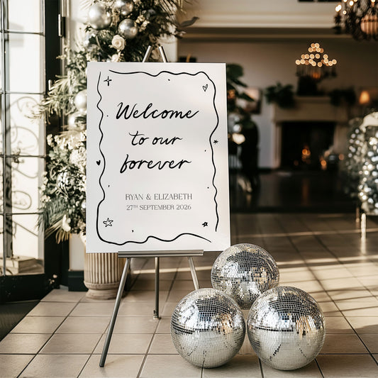 Monochrome Minimalist Wedding Welcome Sign