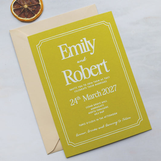 Pistachio Green A5 Wedding Invitation