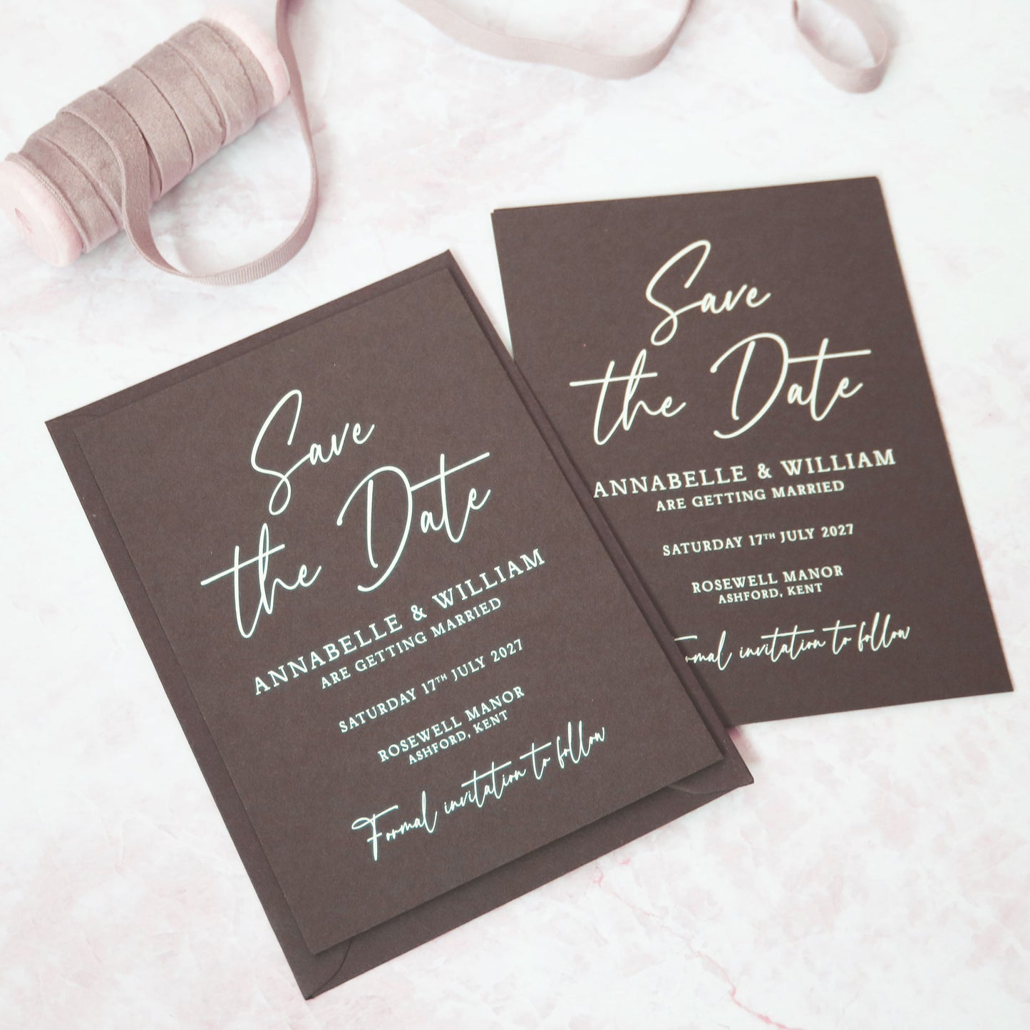 Chocolate Brown A6 Save the Date