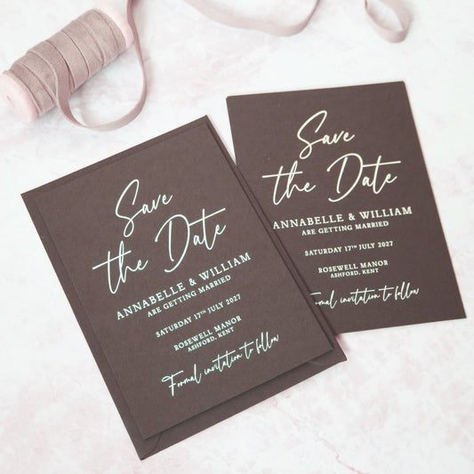 Chocolate Brown A6 Save the Date