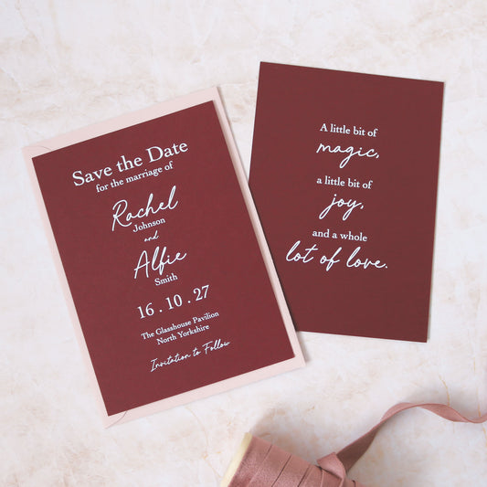 Burgundy Red A6 Save the Date